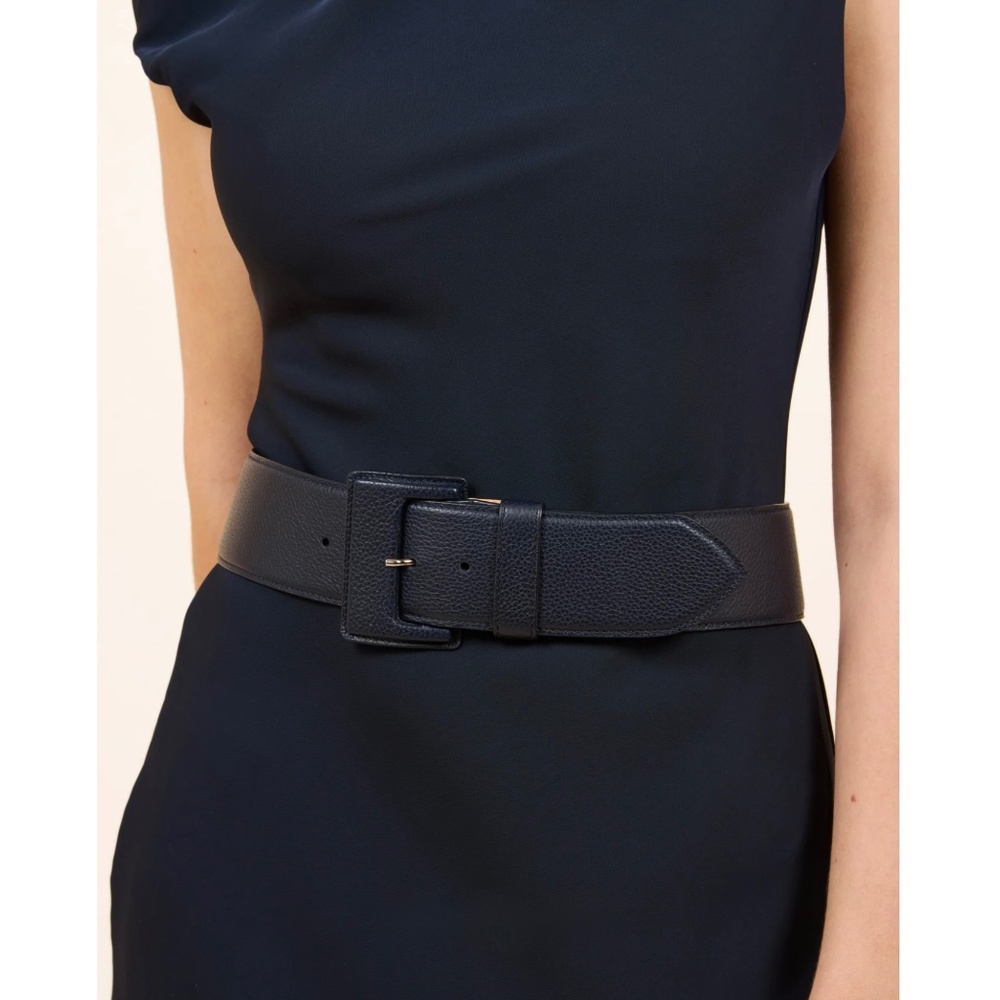 Vaincourt Paris La Merveilleuse Dark Blue Leather Belt
